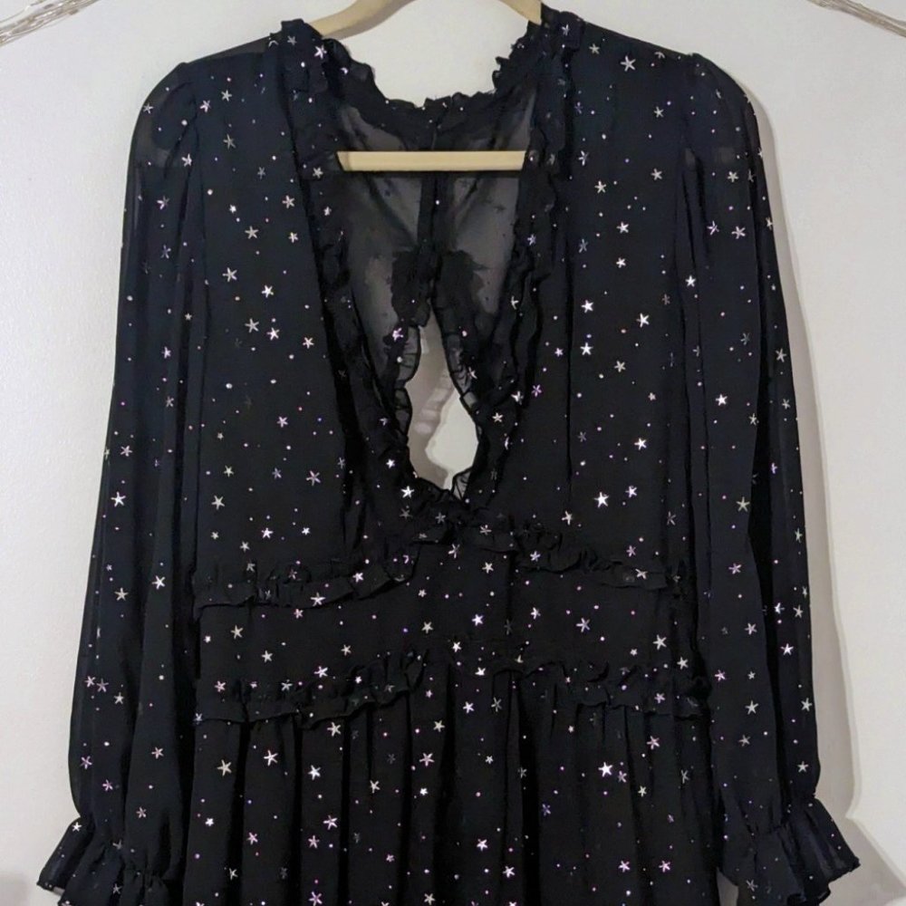 Black & Silver Star mini swing dress